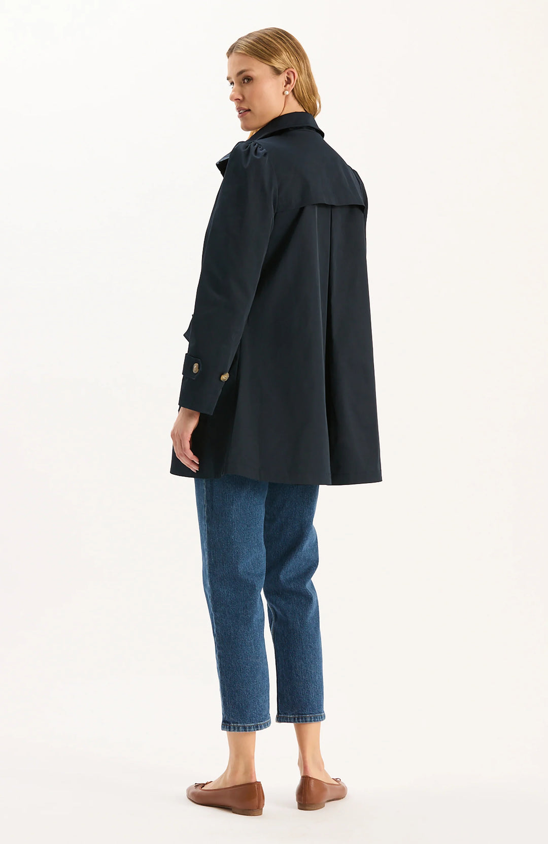 Tyler Boe Sutton Water Repellent Trench in Mid Navy
