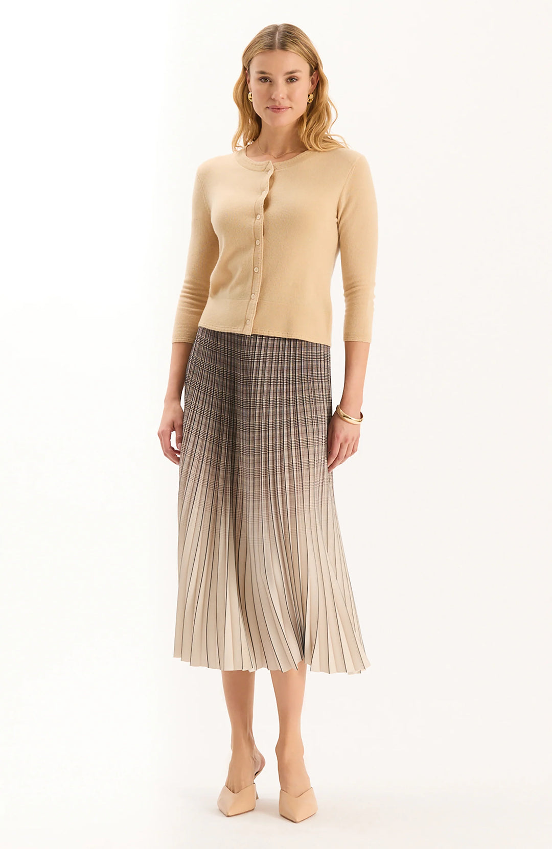 Tyler Boe Cara Pleated Skirt in Ombré Plaid