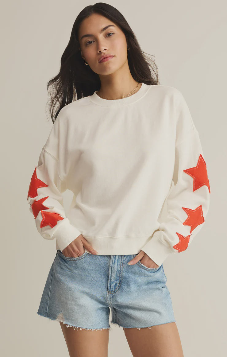 Z Supply Stars First Date Sweatshirt in Sea Salt