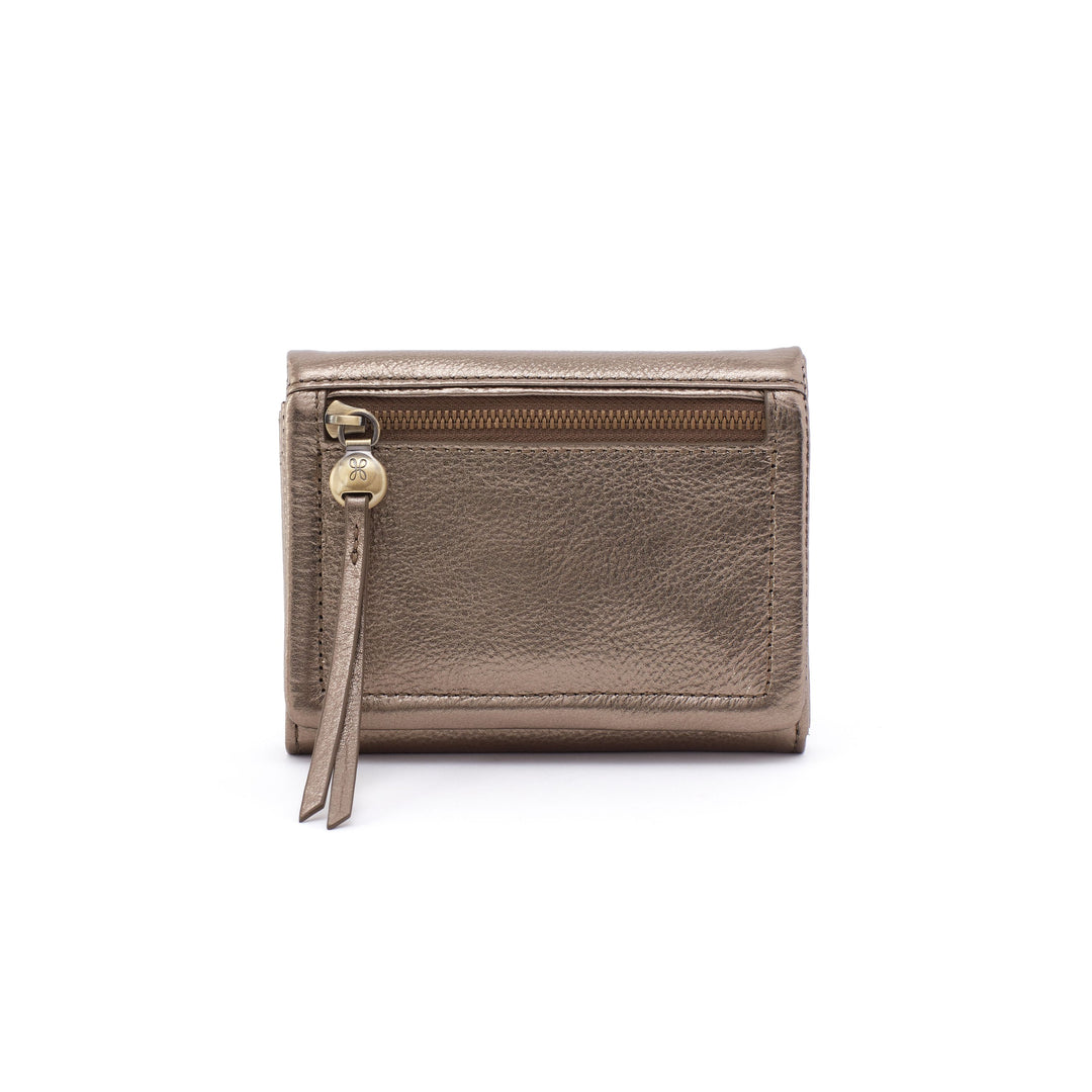 Hobo Lumen Medium Bifold Compact Wallet in Metallic Pewter