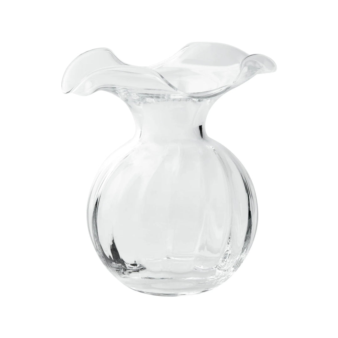 VIETRI Hibiscus Glass Clear Small Fluted Vase