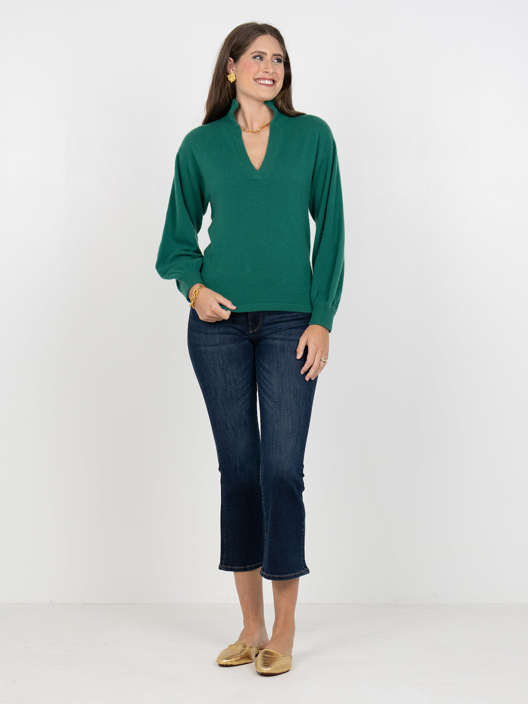 Emily Mccarthy Lolli Sweater in Eden Green Cashmere