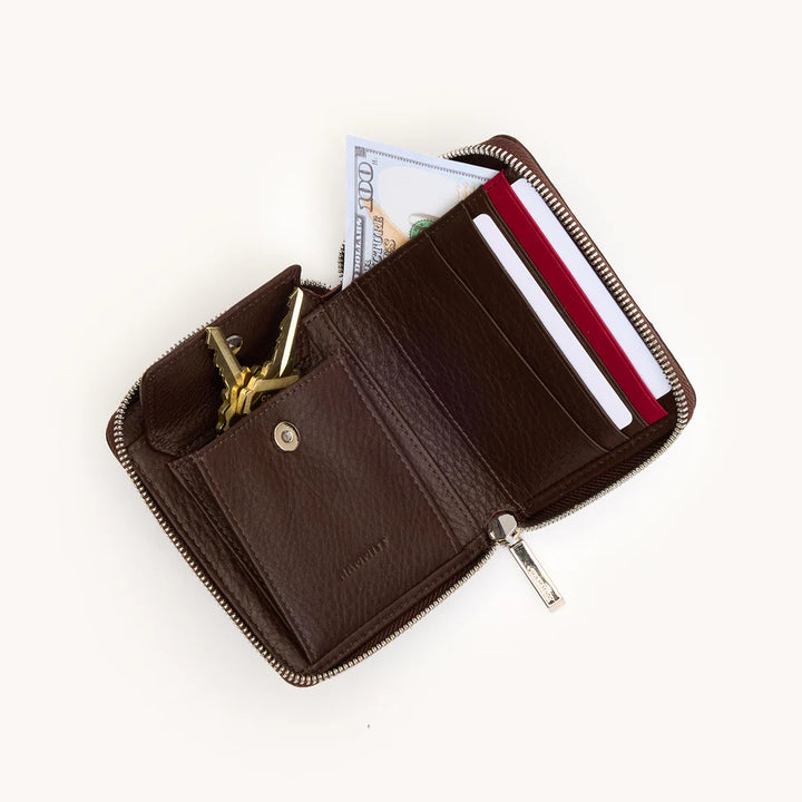 Hammitt 5 North Wallet in Espresso Pebble | Silver