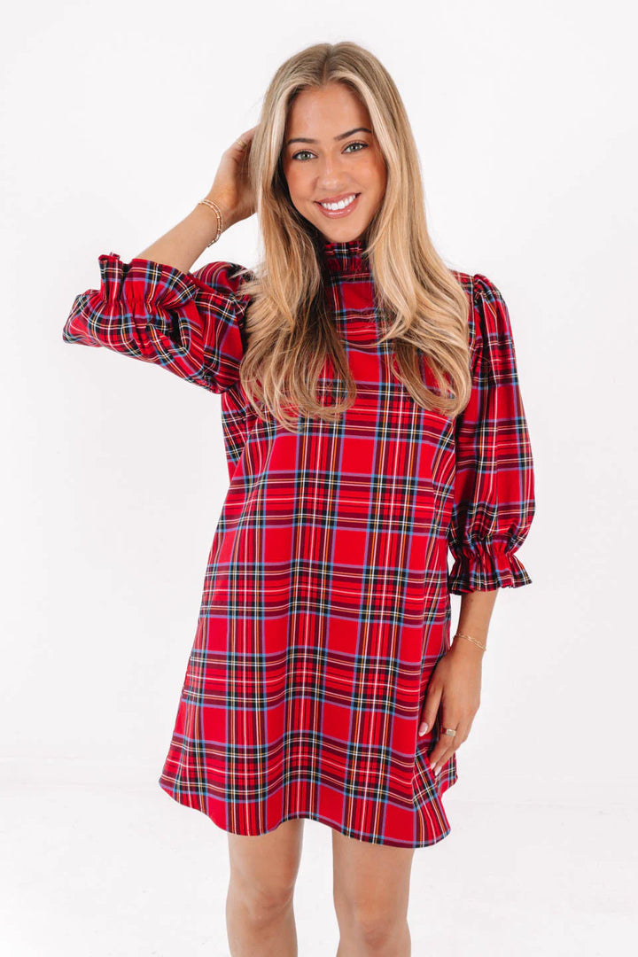The Hollin Long Sleeve Bow Dress in Red