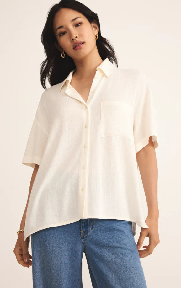 Z Supply Tinsley Button Up Shirt in Sea Salt Cream