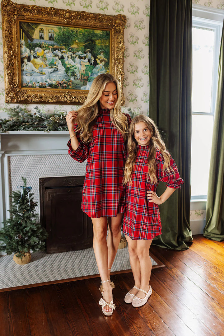 The Hollin Long Sleeve Bow Dress in Red