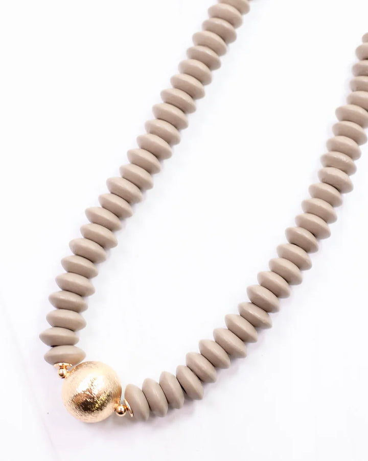 Caroline Hill Dayle Disc and Ball Necklace in Brown