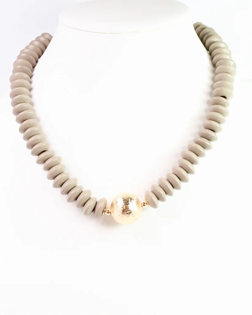 Caroline Hill Dayle Disc and Ball Necklace in Brown