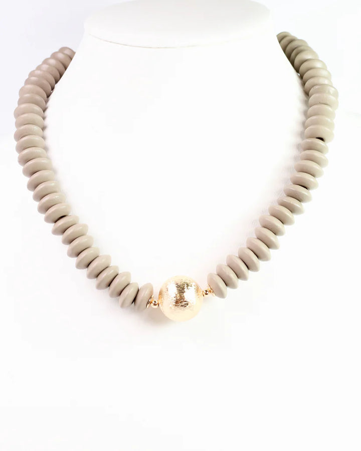 Caroline Hill Dayle Disc and Ball Necklace in Brown