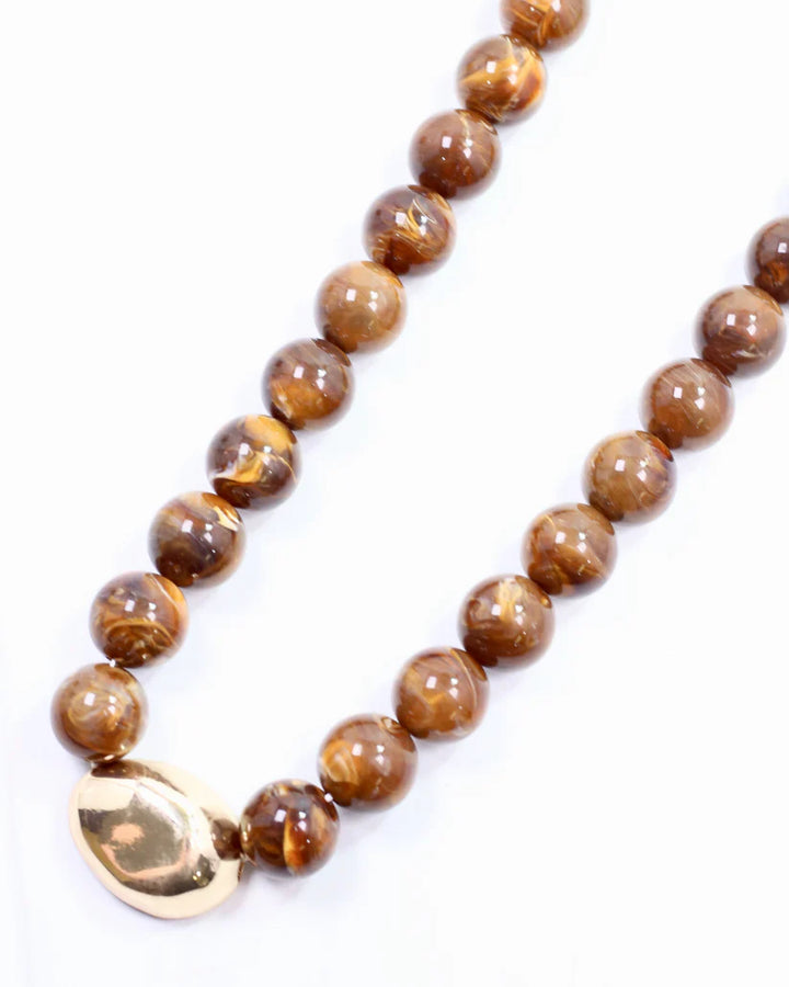 Caroline Hill Brooklyn Bold Stone Necklace in Brown