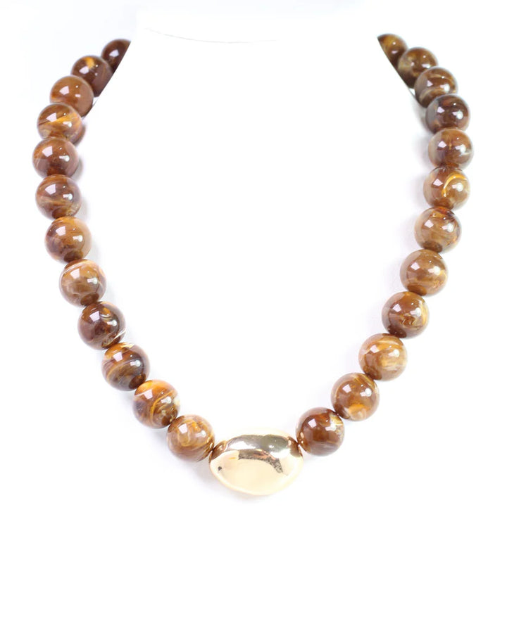 Caroline Hill Brooklyn Bold Stone Necklace in Brown