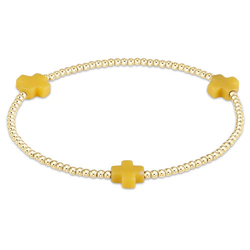 Enewton Signature Cross Gold Pattern 2mm Bead Bracelet- Canary