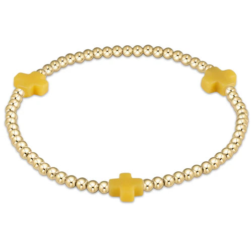 Enewton Signature Cross Gold Pattern 3mm Bead Bracelet- Canary