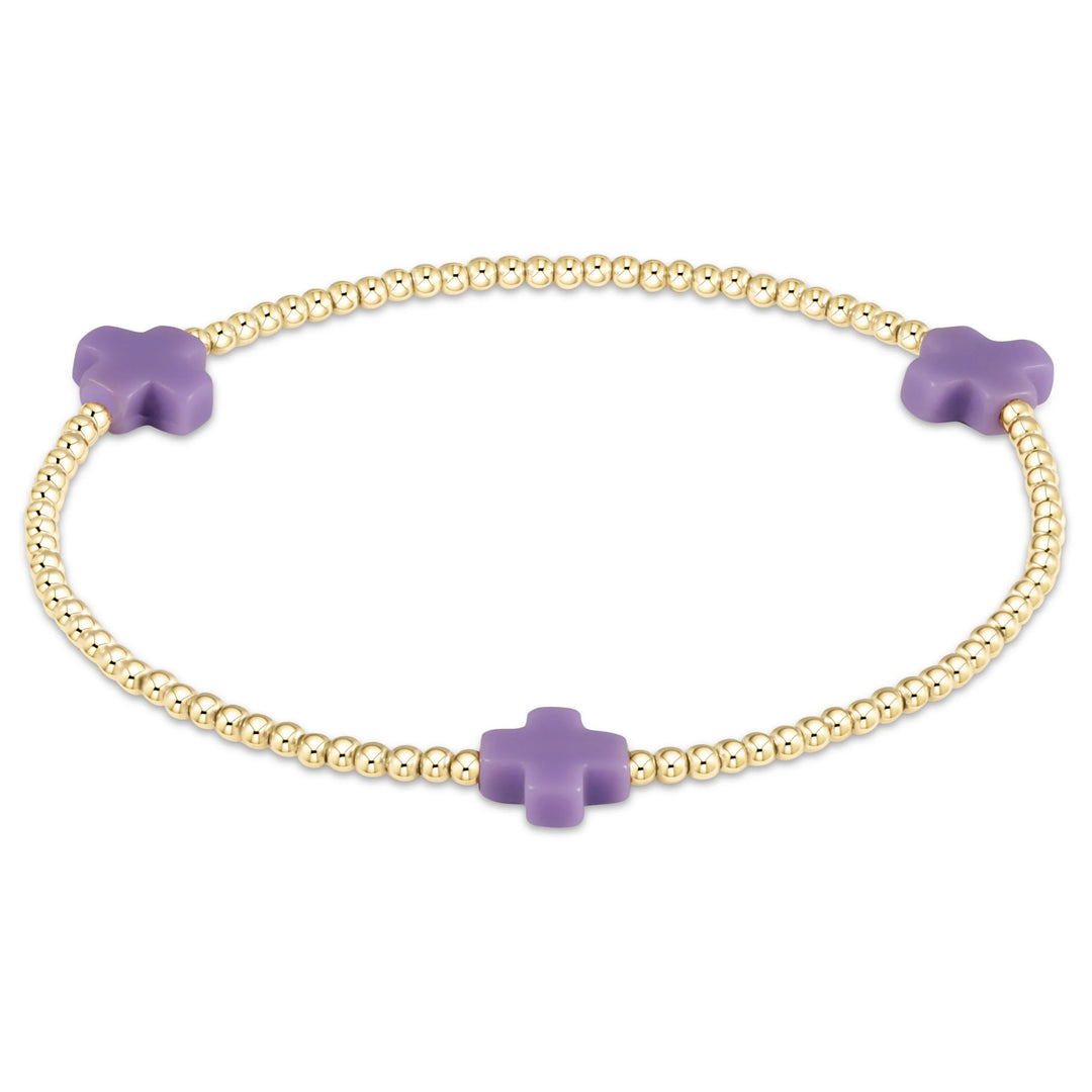 Enewton signature cross gold pattern 2mm bead bracelet purple