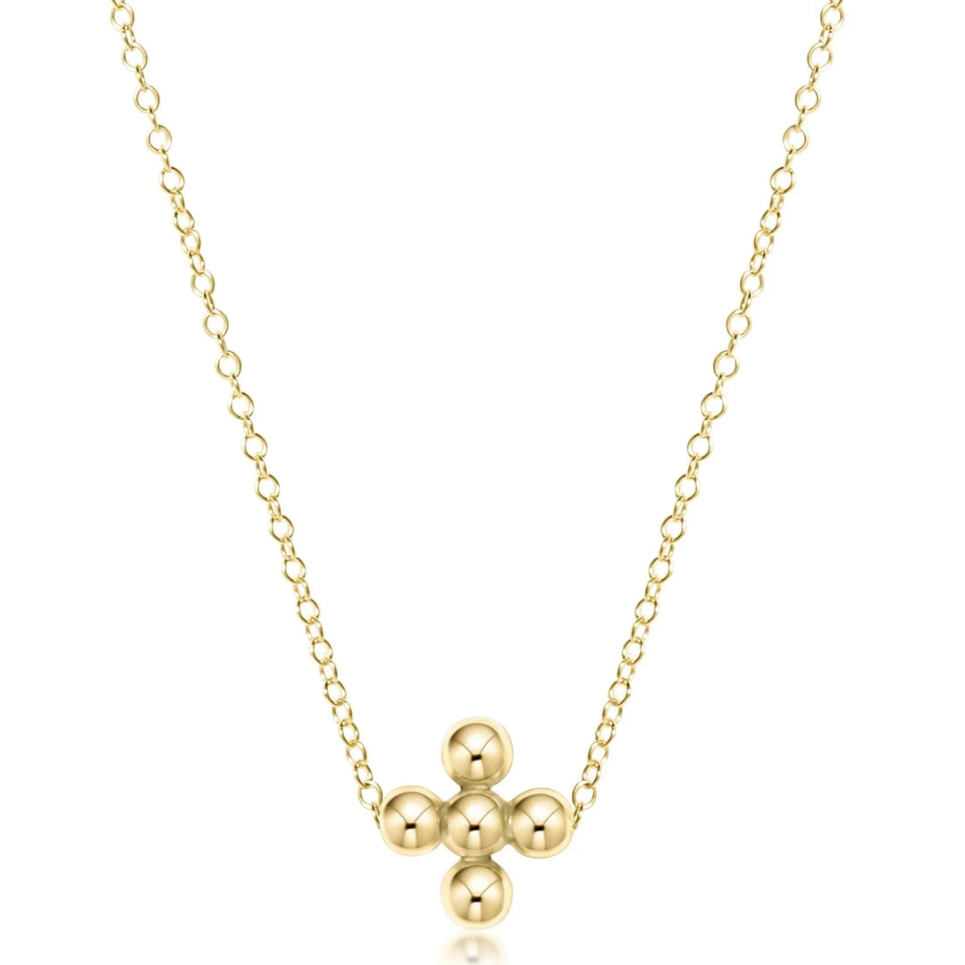 enewton 16" necklace gold - classic beaded signature cross gold - 3mm bead gold