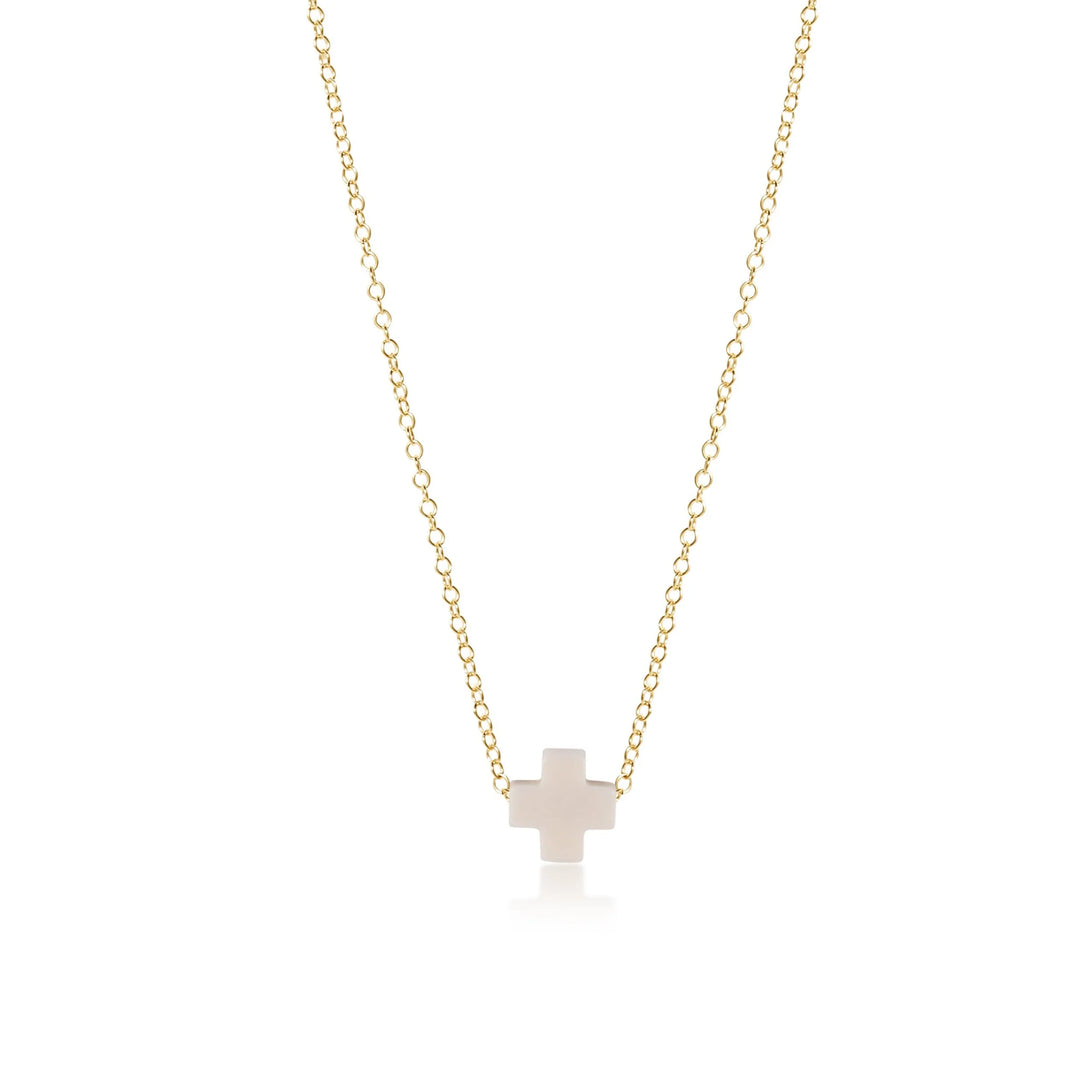 enewton 16" necklace gold - signature cross gold charm off white