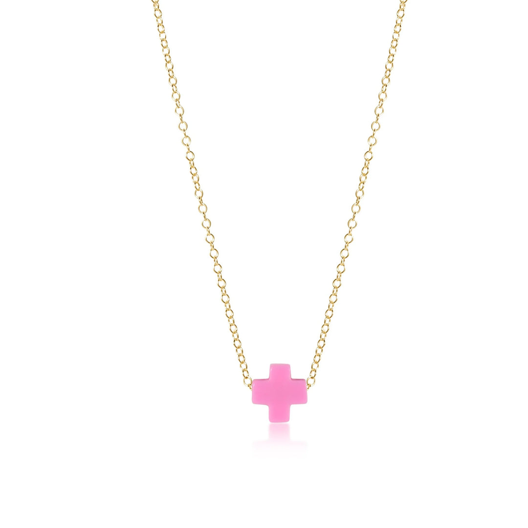 enewton 16" necklace gold - signature cross gold charm bright pink