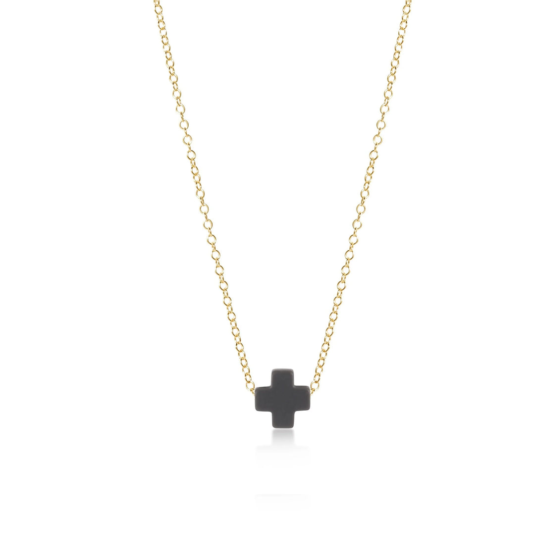 enewton 16" necklace gold - signature cross gold charm charcoal