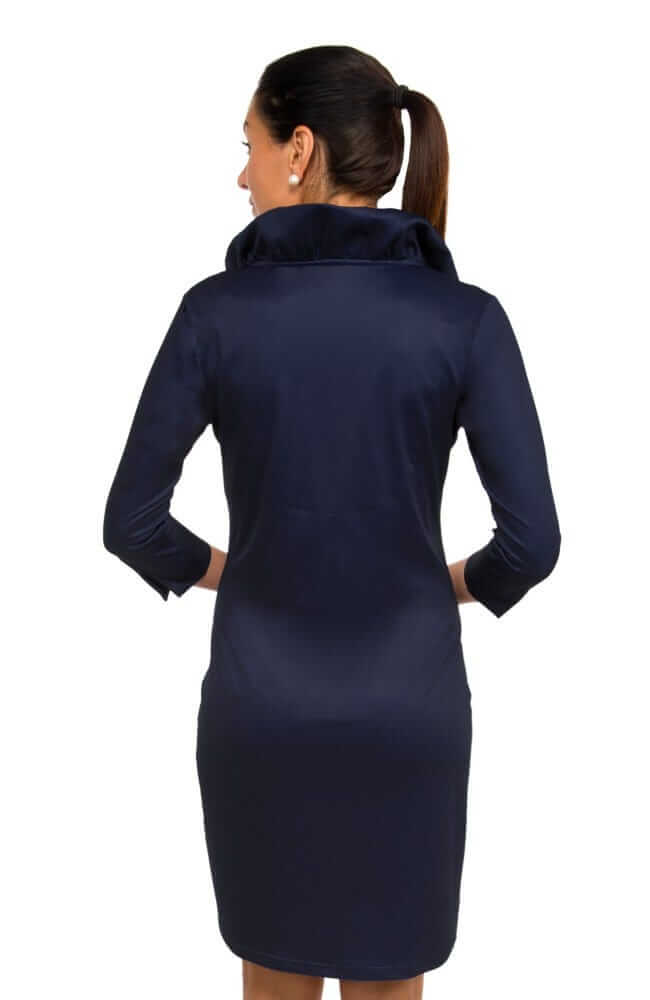 Gretchen Scott Ruffneck Dress Navy