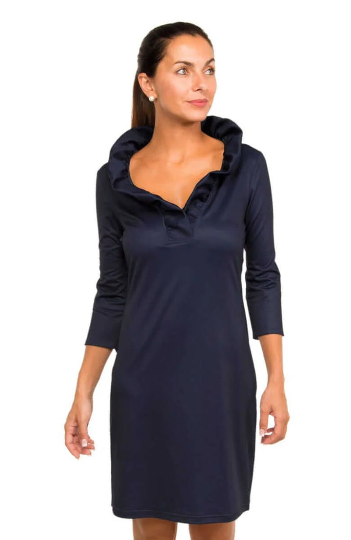 Gretchen Scott Ruffneck Dress Navy
