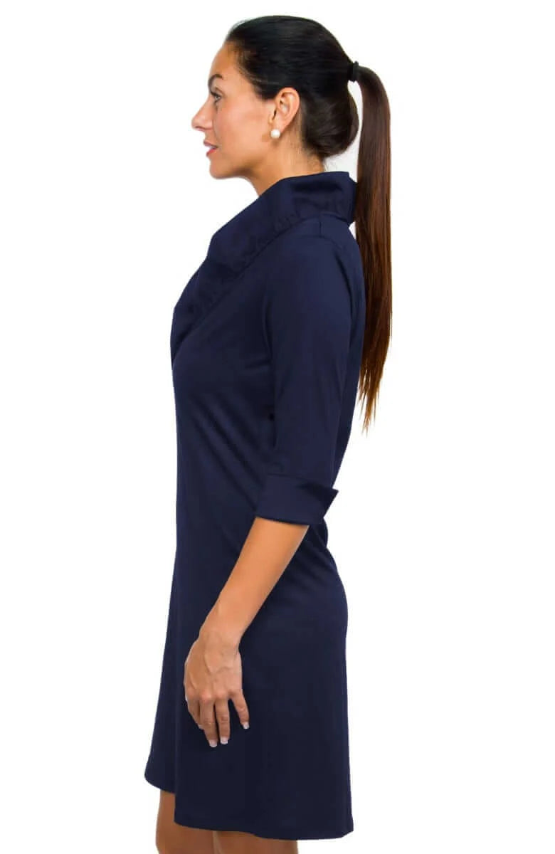 Gretchen Scott Ruffneck Dress Navy