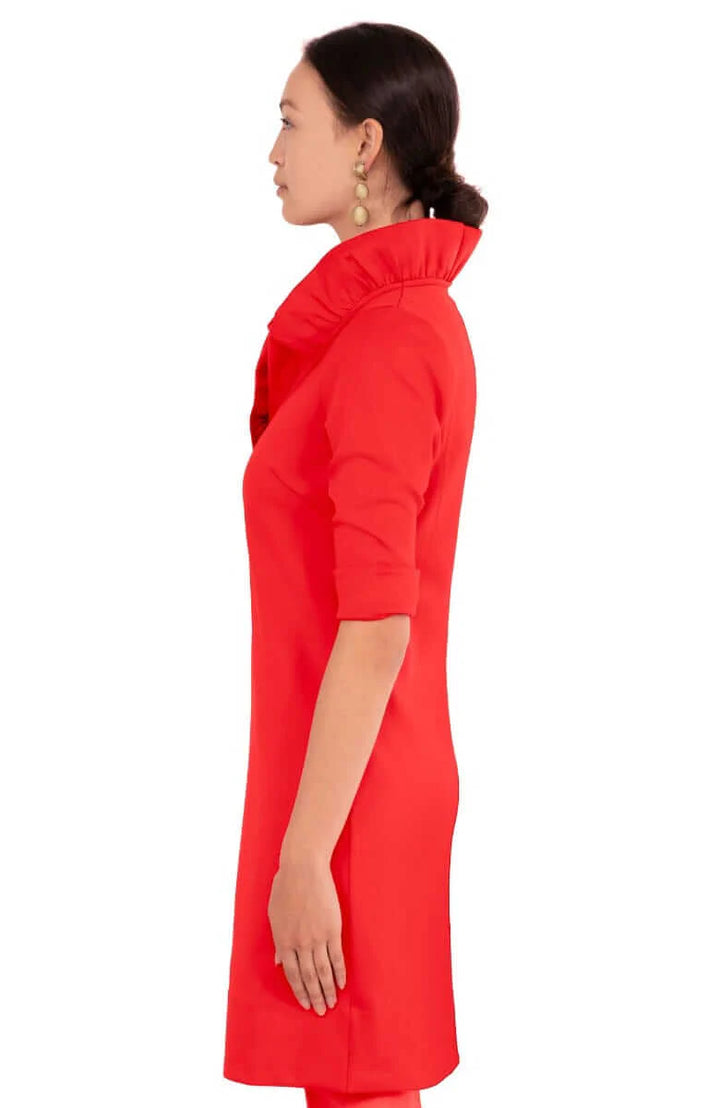 Gretchen Scott Ruffneck Dress in Crimson