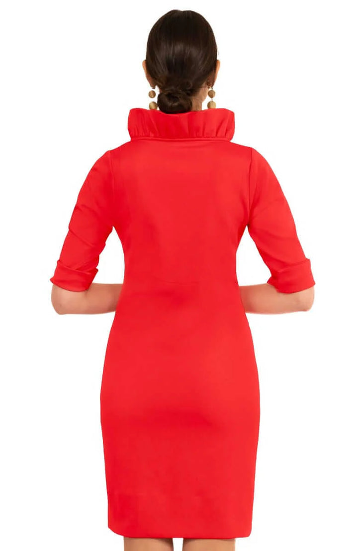 Gretchen Scott Ruffneck Dress in Crimson