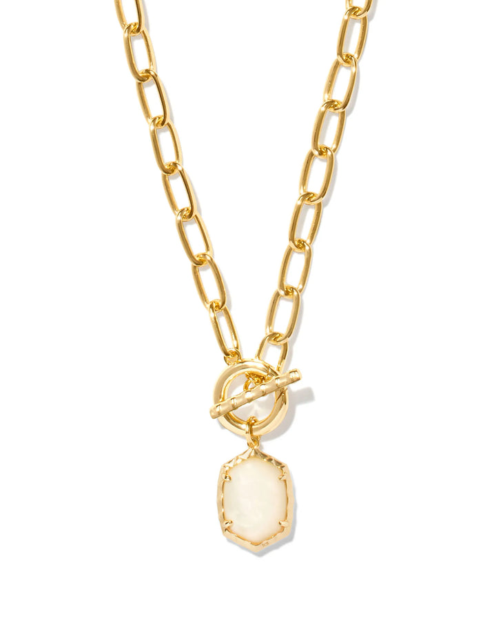 Kendra Scott Daphne Convertible Gold Link and Chain Necklace in Ivory Mother of Pearl