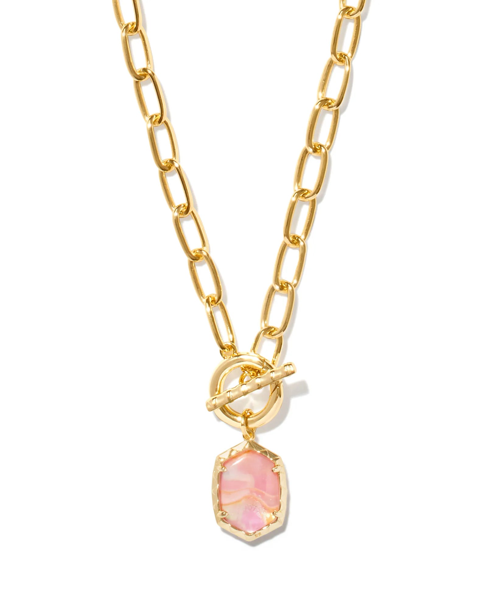 Kendra Scott Kendall Gold Pendant Necklace in Iridescent Orchid Illusi •  Impressions Online Boutique