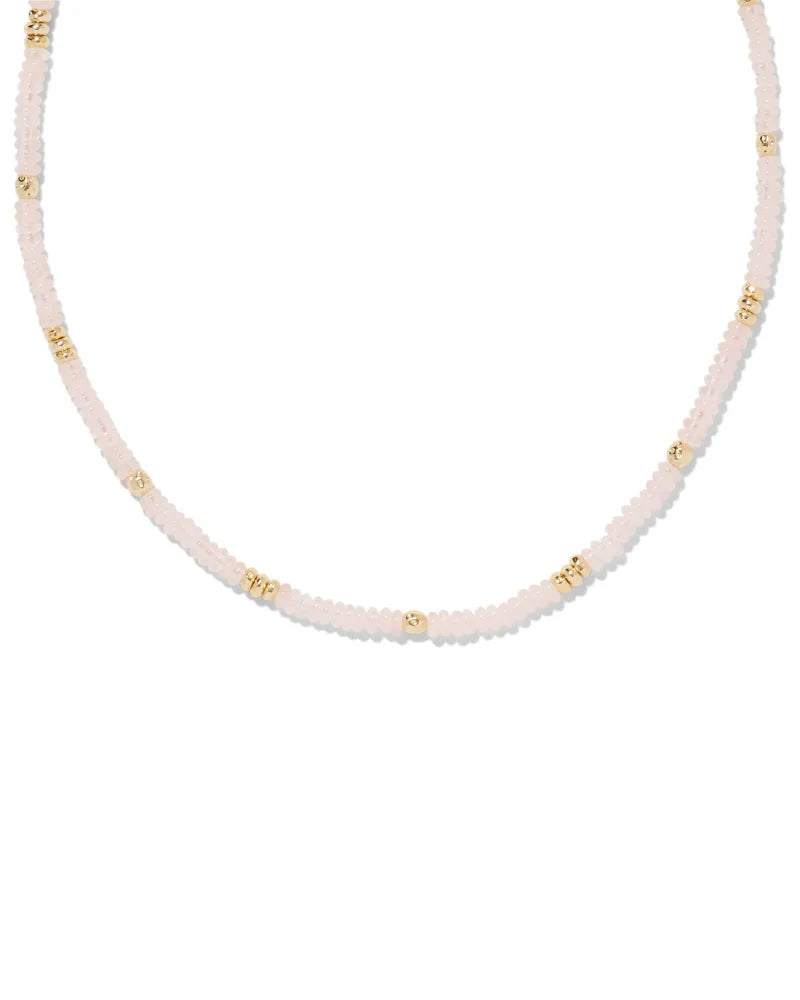 Kendra Scott Deliah Gold Strand Necklace in Rose Quartz