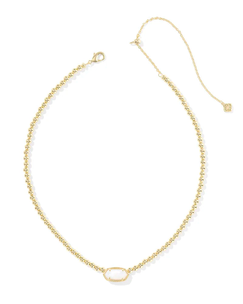 Kendra Scott Elisa Gold Beaded Necklace in Ivory Mother of Pearl