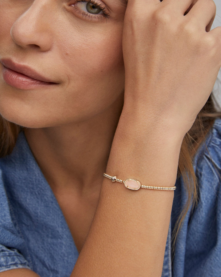Kendra Scott Grayson Stretch Bracelet in Gold Rose Quartz