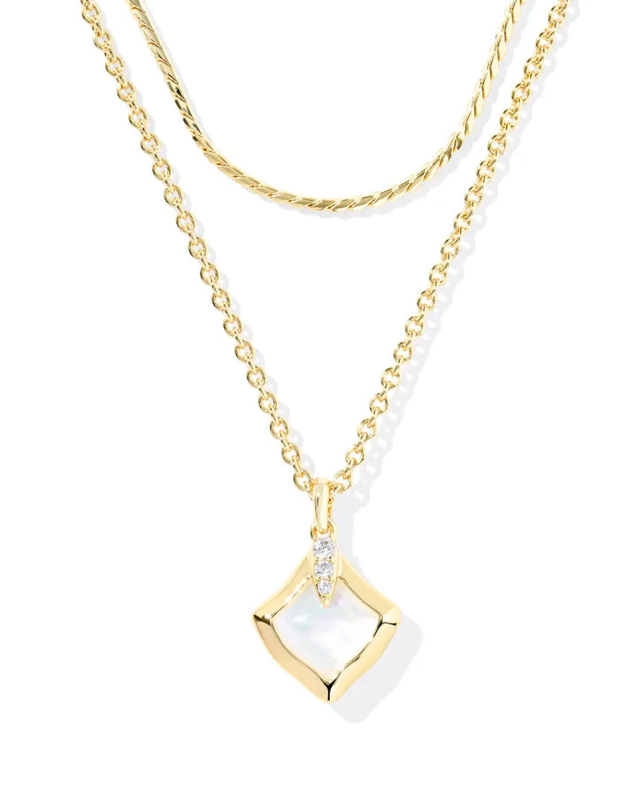 Kendra Scott Joelle Gold Multi Strand Necklace in Ivory Mother of Pearl