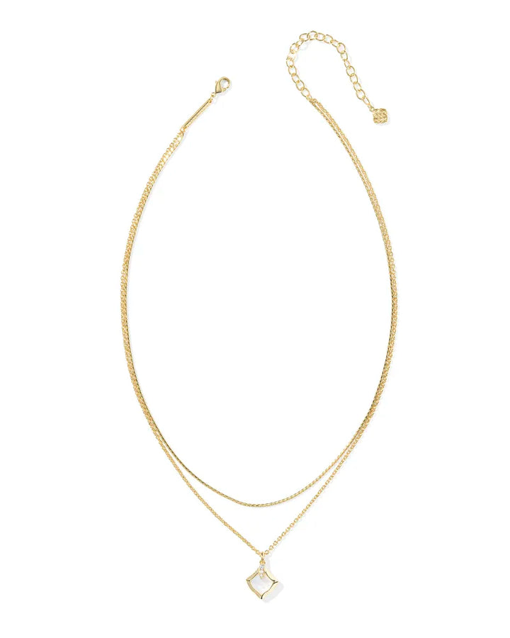 Kendra Scott Joelle Gold Multi Strand Necklace in Ivory Mother of Pearl