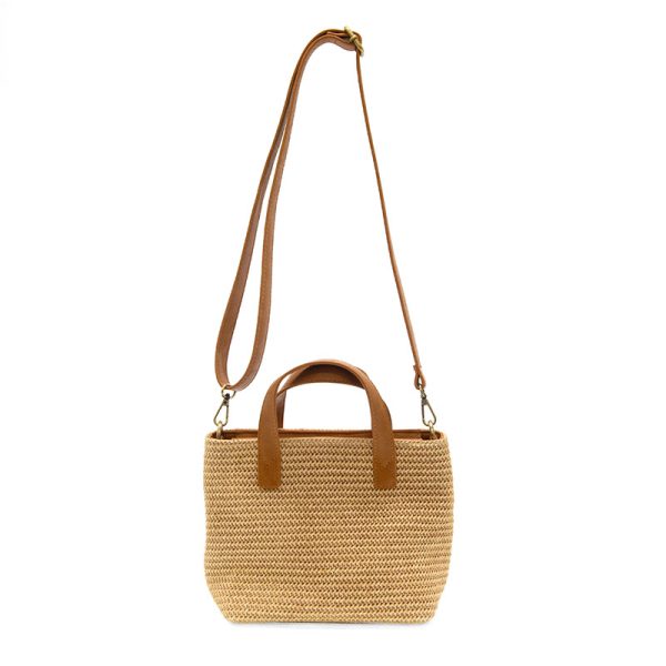 Sierra Small Straw Convertible Crossbody Tote in Natural