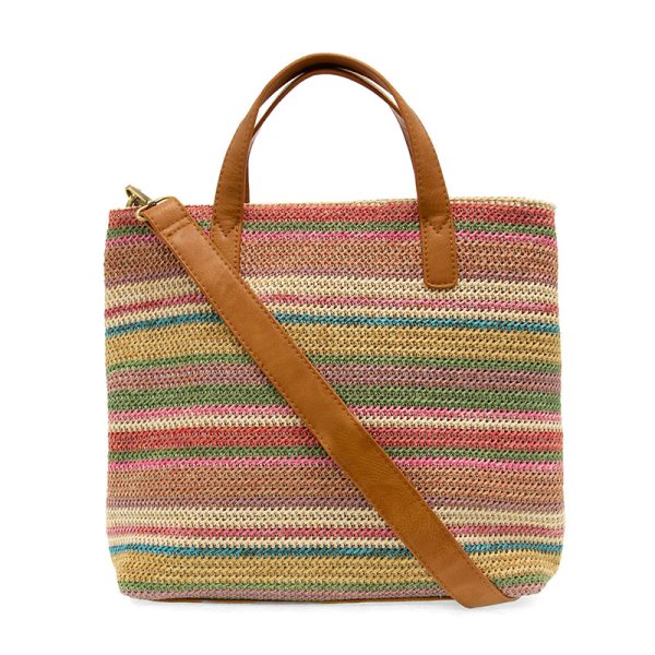 Lucy Large Straw Convertible Crossbody Tote in Multi