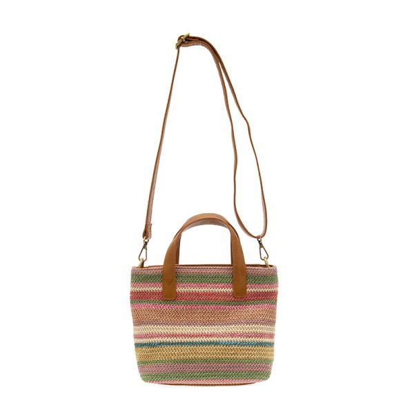 Lucy Large Straw Convertible Crossbody Tote in Multi