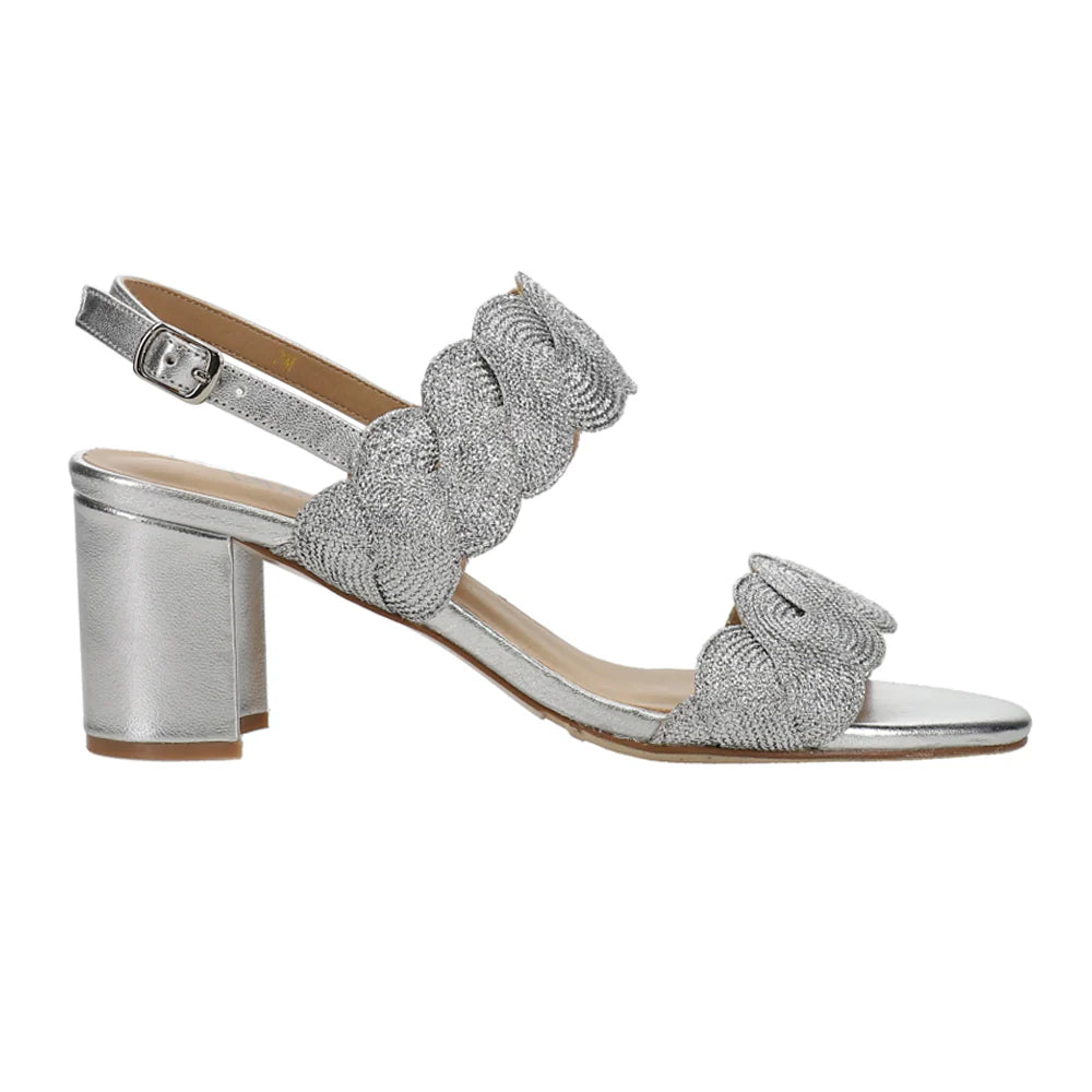 Vaneli Lettie Woven Block Heel Sandals in Silver