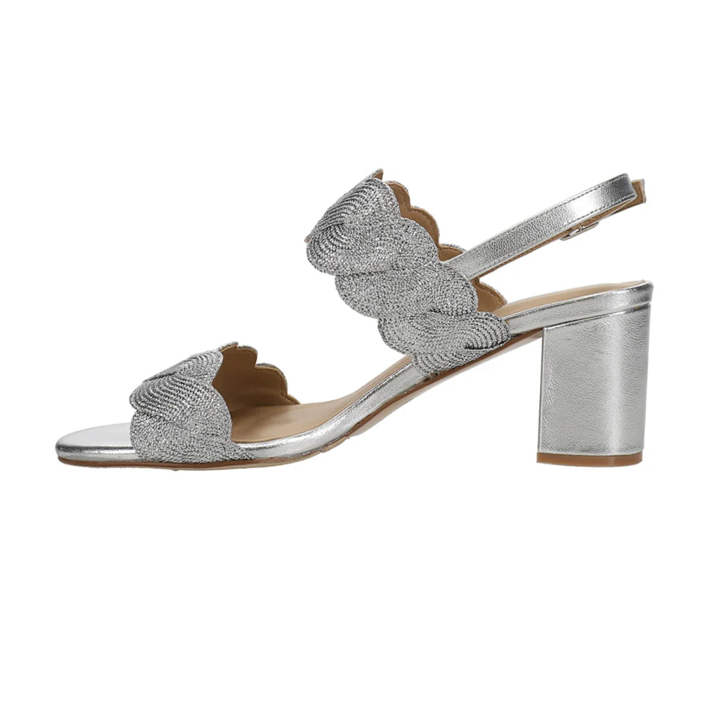 Vaneli Lettie Woven Block Heel Sandals in Silver