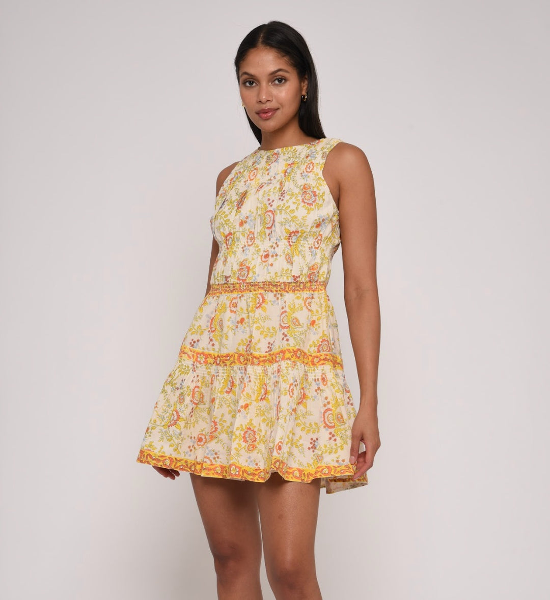 block print short dress Girls Peach/Black Angelina Mini Dress
