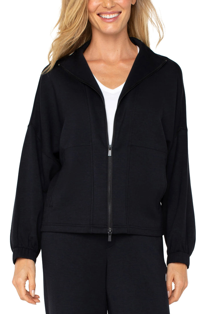 Liverpool Los Angeles Zip Up Funnel Neck Jacket in Black