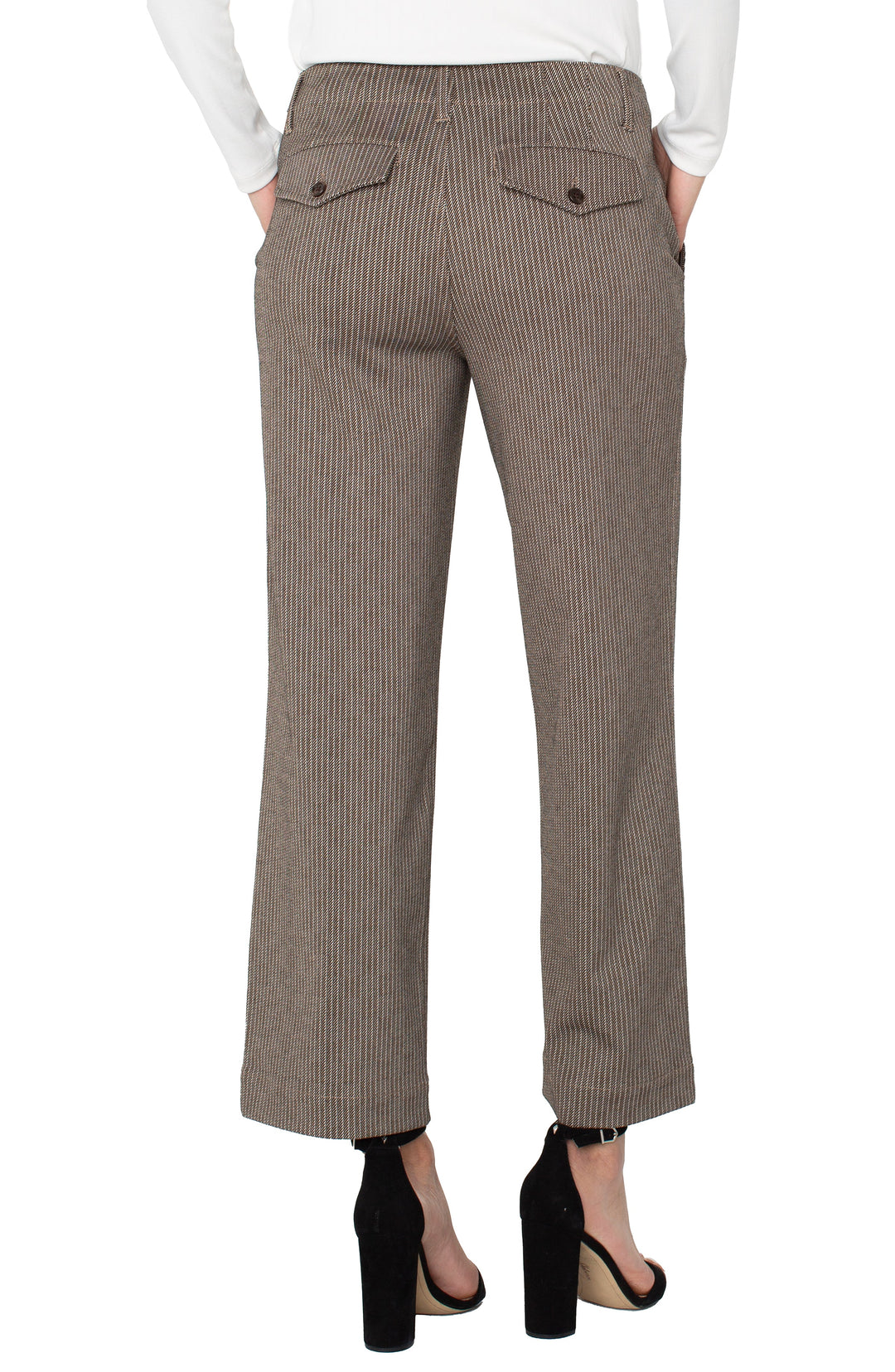Liverpool Los Angeles Wide Leg Crop Trouser in Camel Sand Stripe