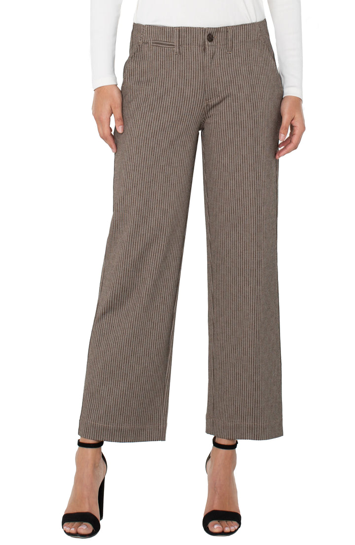Liverpool Los Angeles Wide Leg Crop Trouser in Camel Sand Stripe