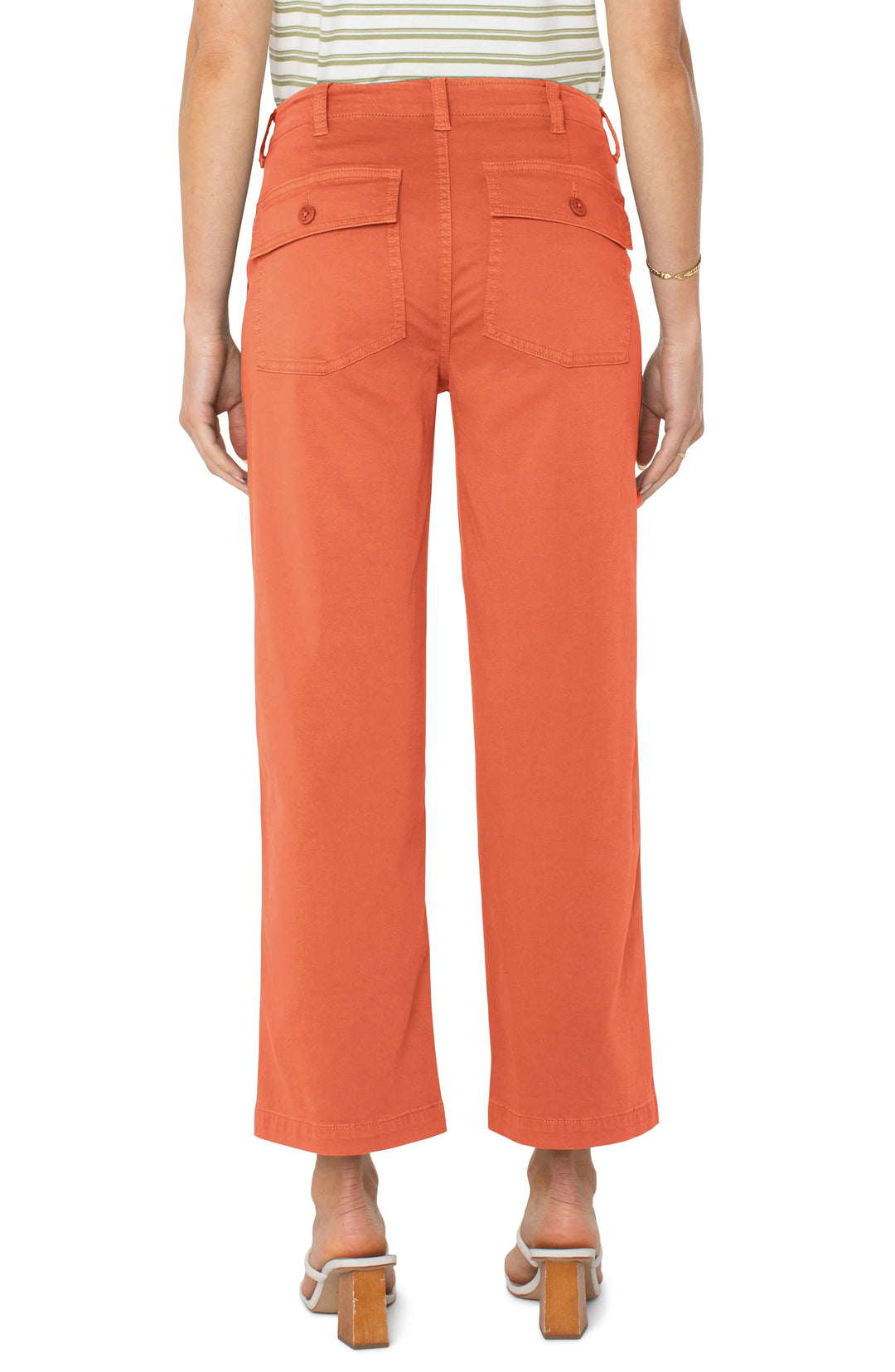 Liverpool Los Angeles Cargo Wide Leg Crop in Papaya