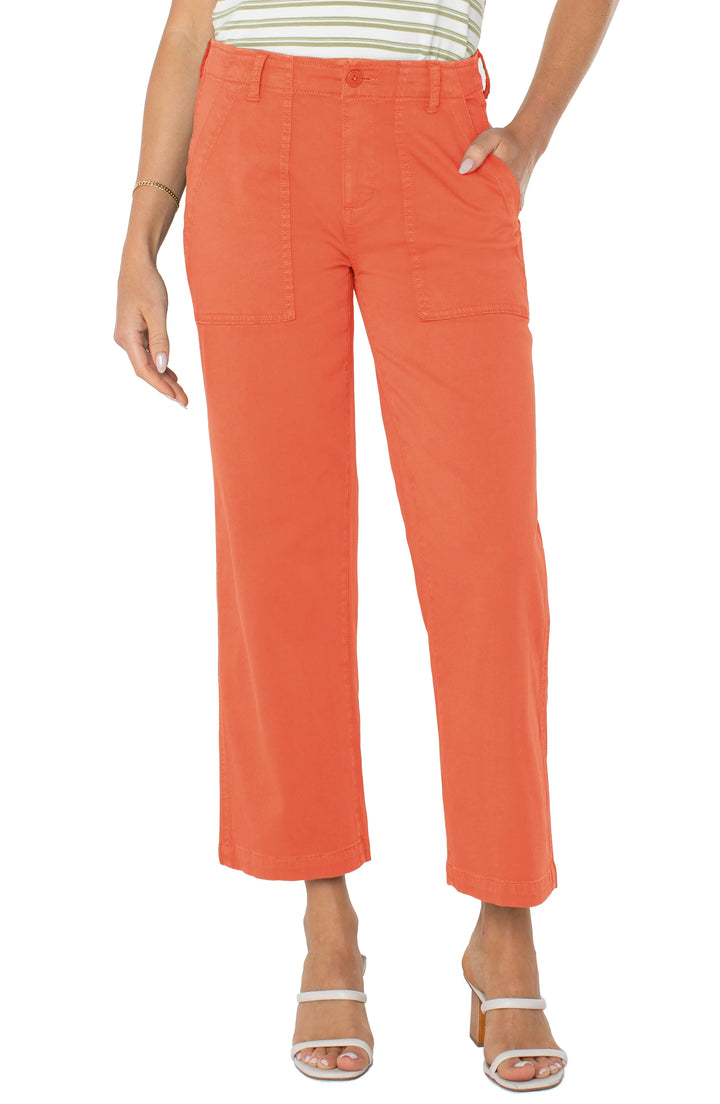 Liverpool Los Angeles Cargo Wide Leg Crop in Papaya