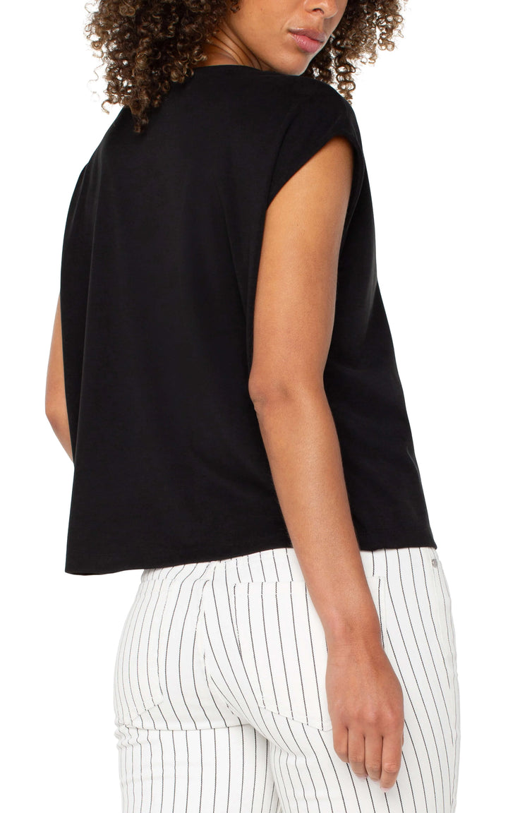 Liverpool Los Angeles Dolman Sleeve V-neck Top in Black