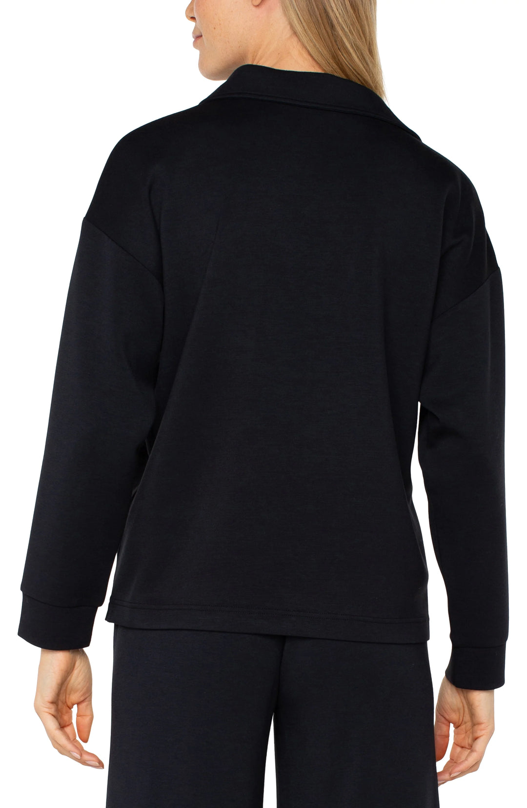 Liverpool Los Angeles V-neck Popover With Collar in Black
