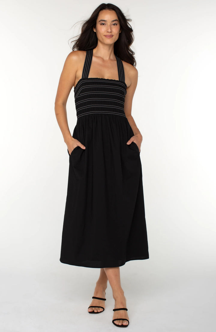 Liverpool Los Angeles Sleeveless Midi Dress in Black