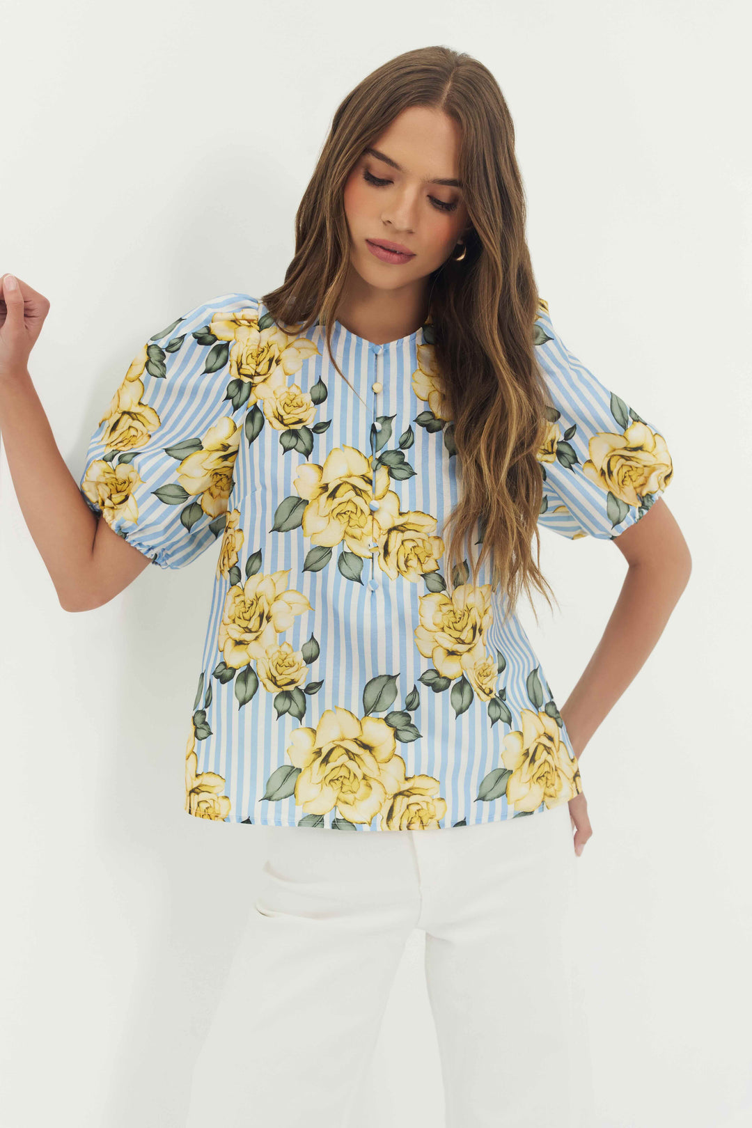 Hutch Atlas Top in Blue Yellow