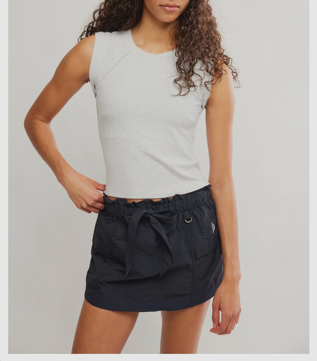 Free People Love My Twist Muscle Tank in White Heather Grey
